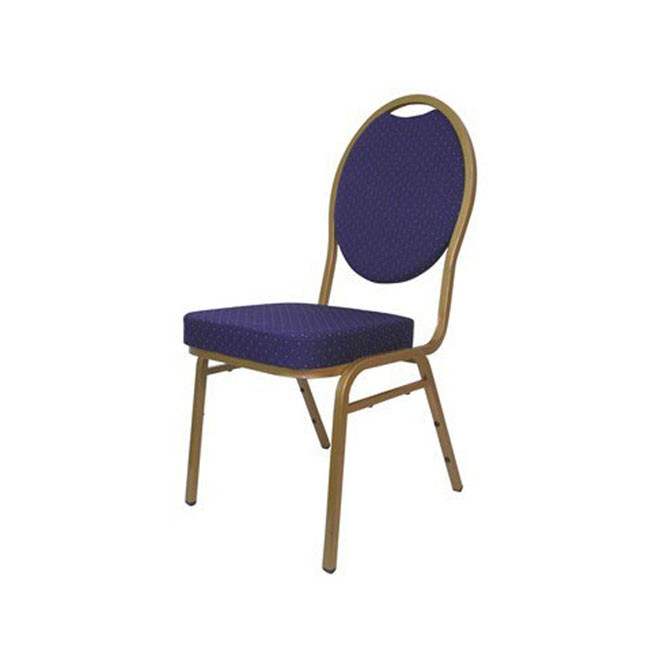 Steel Spoon Backed Banqueting Chair Blue Gold