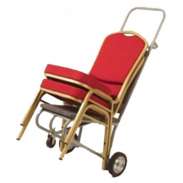 Red Stacking Chairs on Trolley