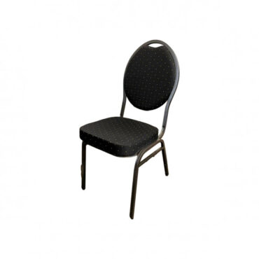 Spoon Back Banqueting Chair – Black with Charcoal Frame