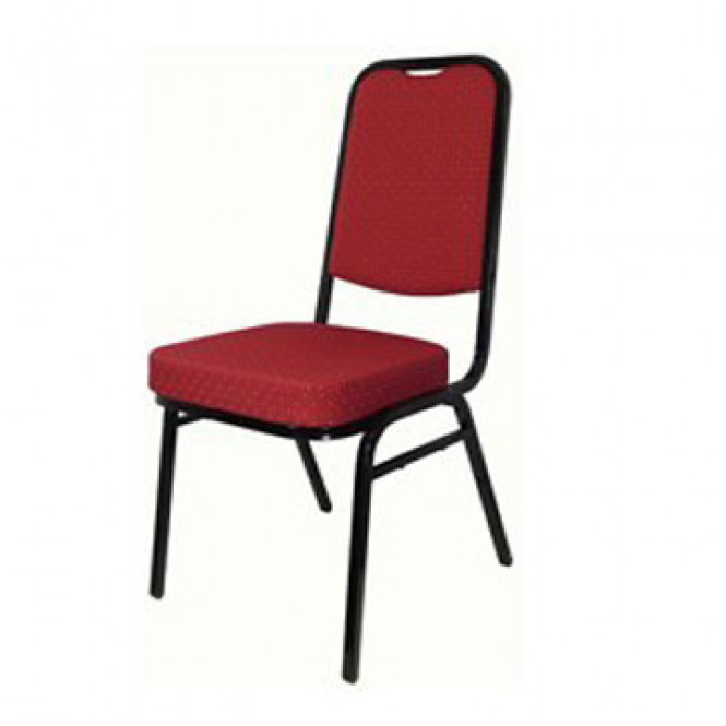 Steel Square Back Banqueting Chair Red Black | Stacking Chair