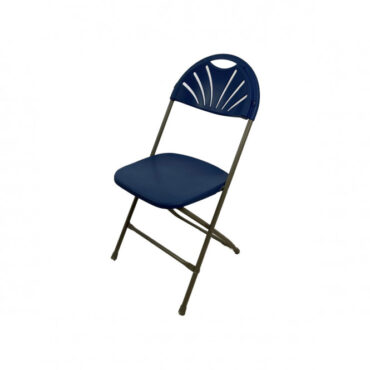 Fan Back Blue Grey Plastic Folding Chair