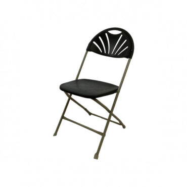 Fan Back Grey Plastic Folding Chair