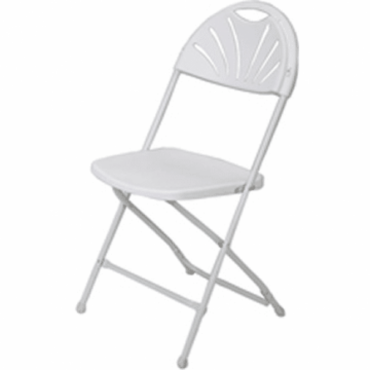 Fan Back White White Plastic Folding Chair